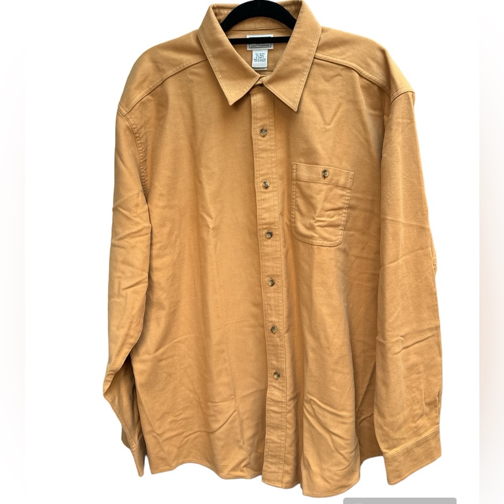 L.L.Bean Men’s New Flannel Button Up Shirt Camel Outdoor Fishing Hunter Size XL